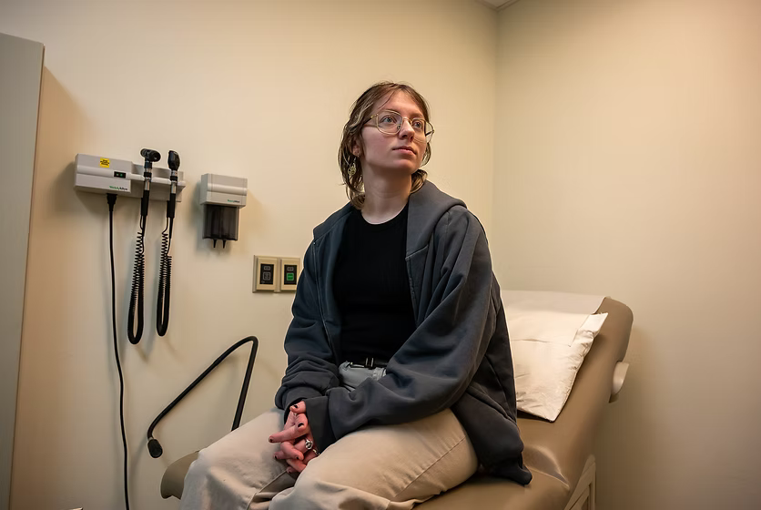 Willow waiting in the doctors office.