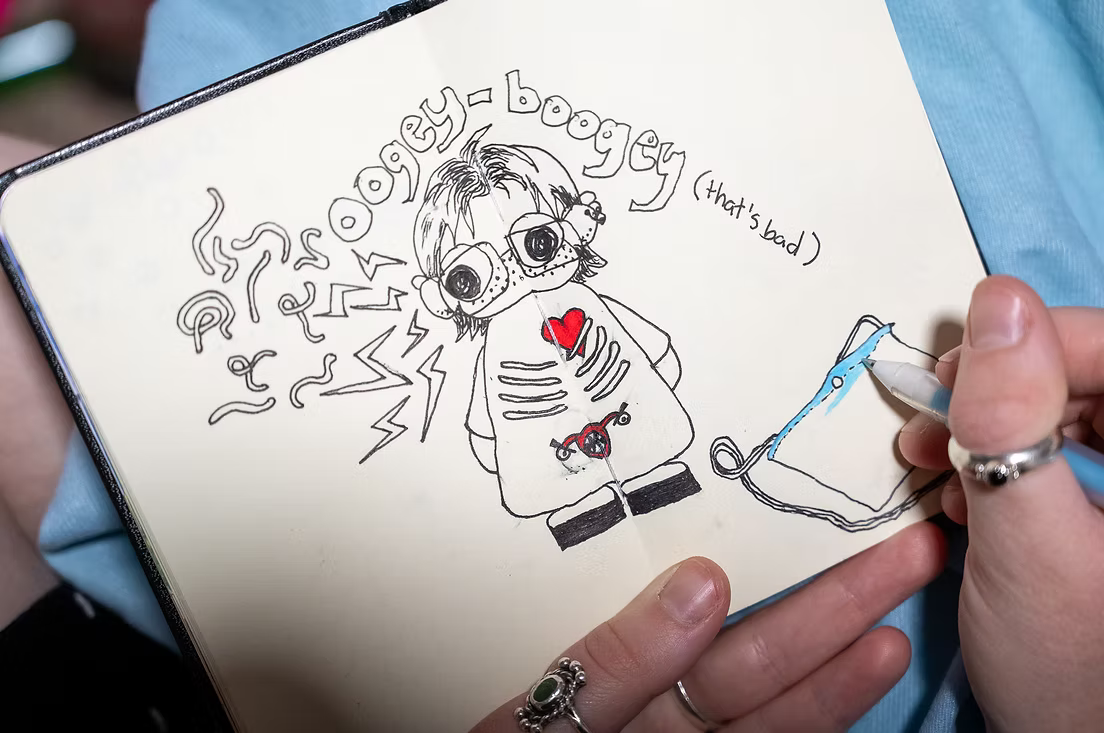 A drawing Willow made of how his body feels while in pain.